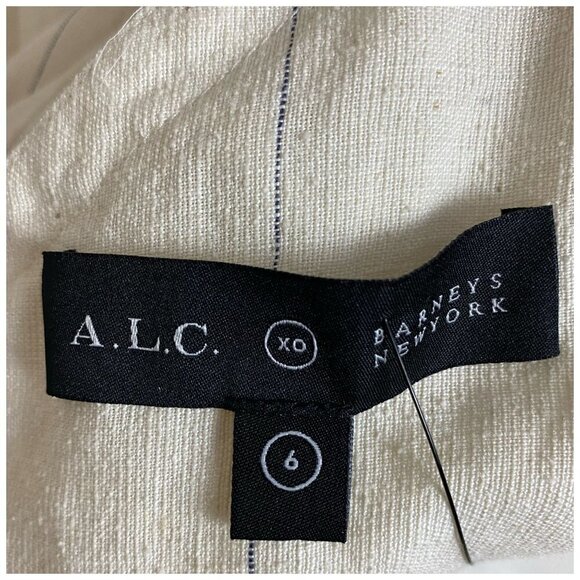 A.L.C. Evangeline Linen-Silk One-Shoulder Dress in Cream Graduation Womens Sz 6 - Picture 3 of 8